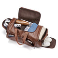 High Quality Men Outdoor Business Luggage Bag Custom logo Waterproof Brown PU Leather Travel Duffle Bag