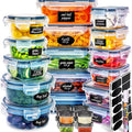 24-Piece Set Microwaveable Sealed Plastic Food Storage Containers Lunch Boxes Bowls Lids Office Workers Kitchen Fruit Bento