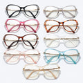 Fashion Polygon Lady Hollow Out Oversized Optical Frame Computer Anti Blue Ray Eyeglasses for Women