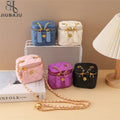New Mini Lingge Chain Small Bag Women's Fashion One Shoulder Crossbody Bag Girls Small Square Bag Box
