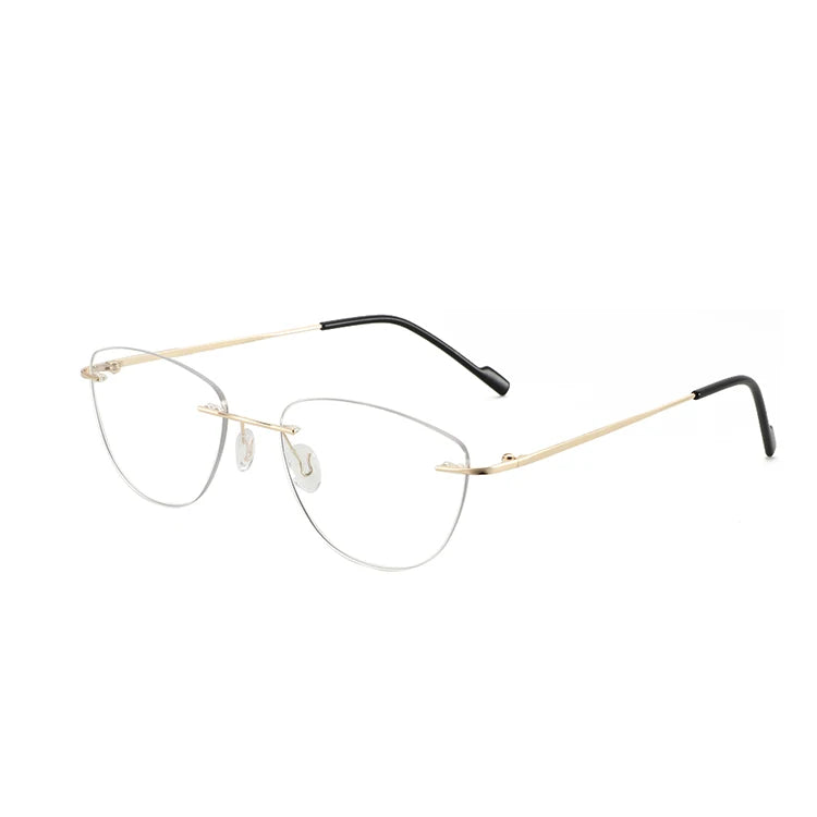 2024 Luxury High Standard Fashion Design Women Metal Frame Rimless  Optical Eye Glasses