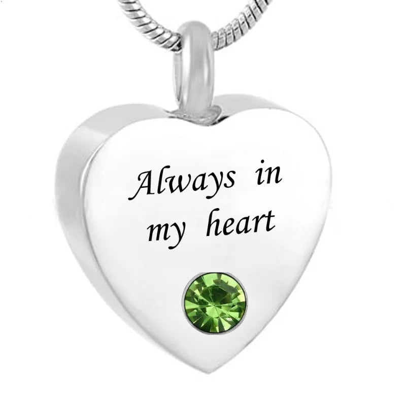 Wholesale 316L Stainless Steel Crystal Heart Pendant 'Always My Heart' Design-Personalized Ashes Memorial Necklace Keepsake