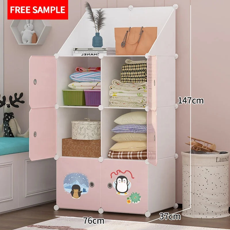 6-Cube Modern Kids Furniture Storage Organizer DIY Display Rack Cabinet with Plastic Shelf for Workshop & Dining Application