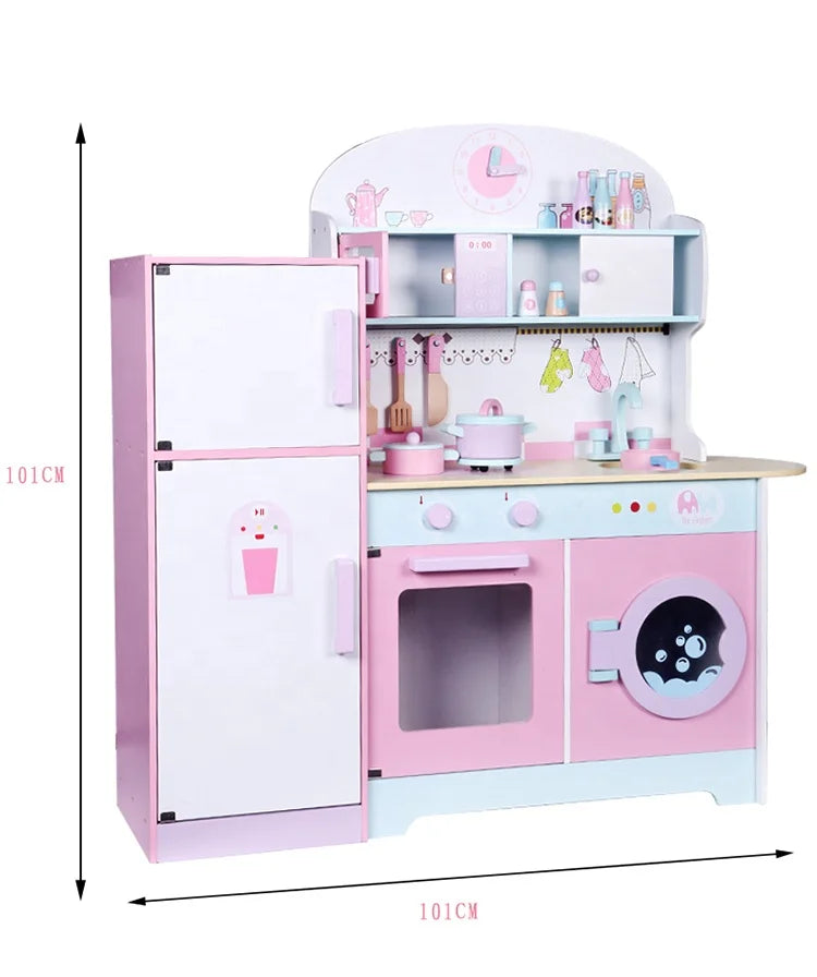 Unisex DIY Role Play Wooden Kitchenware Set Pretend Play Kitchen Toys with Educational Features