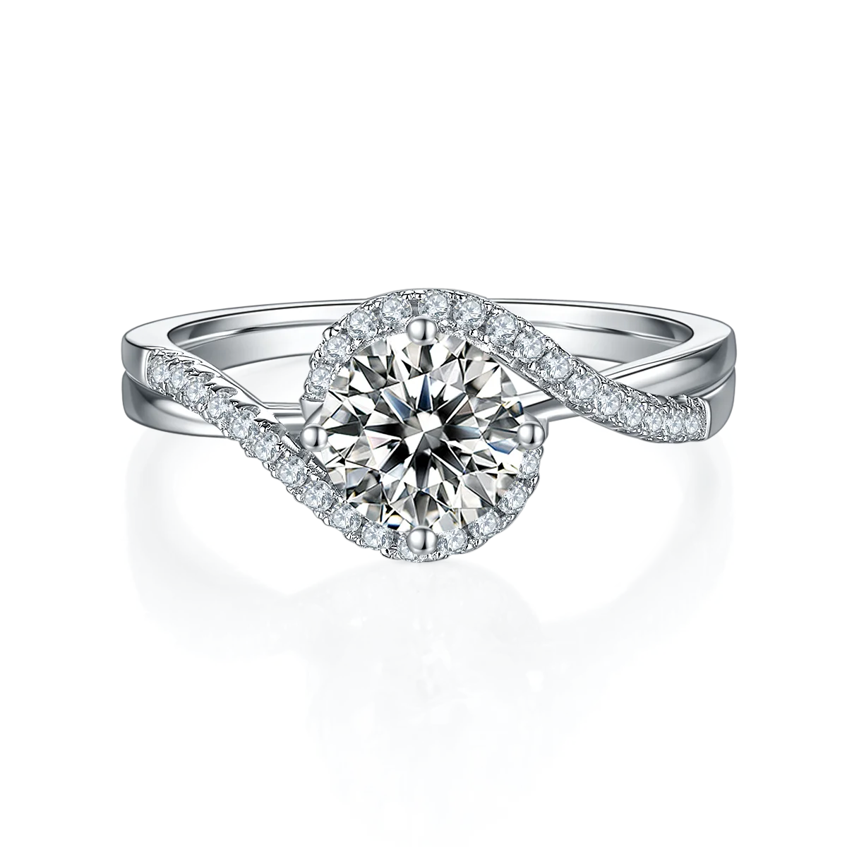 Silver Wedding Moissanite Rings Women 925 Sterling Silver 1ct 6.5mm Vvs Diamond Sterling Silver 925 Rings with Moissanite