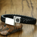 Personalized Fathers Day Gifts Cross Sign  Stainless Steel Magnetic Clasp Micro Fiber Leather Bracelets for Men Boy