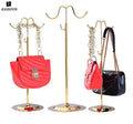 Adjustable Height Stainless Steel Handbag Rack Women's Bag Display Stand with Double Hook Portable Metal Handbag Holder