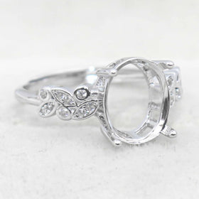 Semi Mount Ring 9*11mm Sterling Silver Empty Frame Blank Support Claw Setting S925 Base Hold Without Center Stone for DIY Inlay