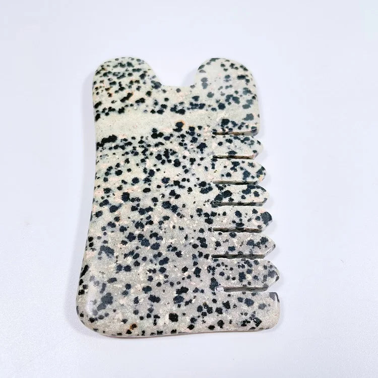 Huiying Best Seller Gua Sha Stone Facial Scraping Tool Dalmatian jasper Stone with Comb Edge