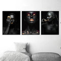 Tableau Mural African Art Black and Gold Woman Prints Scandinavian Wall Art Picture for Living Room