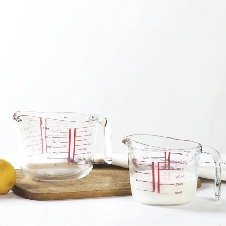 Aeofa Tempered Glass Measuring Cup with Scale Thickened High Temperature Resistant Home Baking Glass Measuring Cup