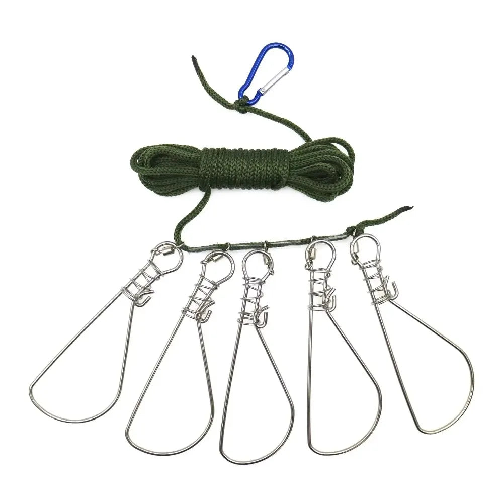 Stainless Steel Live Fish Lock Belt Fishing Stringer Tackle Essential Fishing Tools Accessories