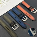 Premium Painted Brushed Canvas Watch Straps 18mm 20mm 22mm 24mm Vintage Stitching Fabric Sailcloth Watch Band With Metal Buckle