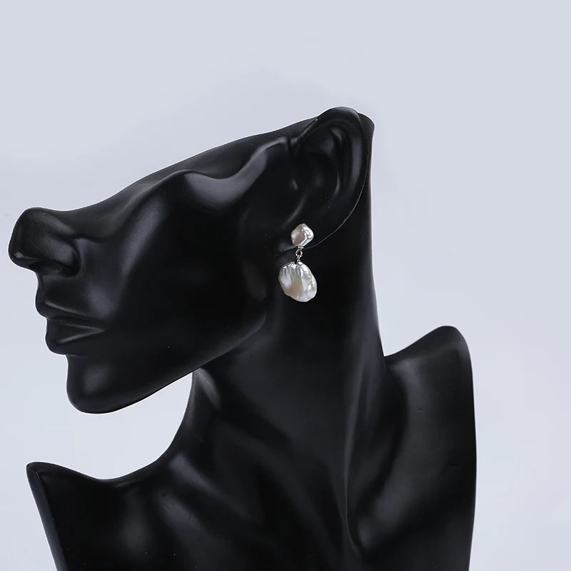 Zhuji Hot Sale Fashion Luxury Keshi Pearl Necklace Earrings Pearl Jewelry Gift Set