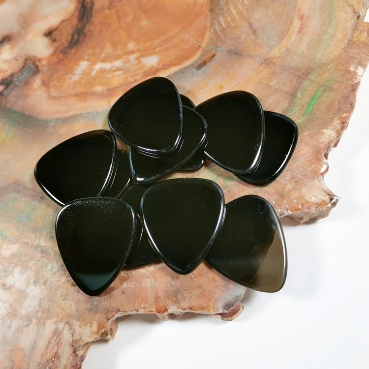 DIY Crystal Crafts For Souvenir Black Obsidian Guitar Slices Music Instruments Accessories