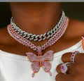 Hot Sale CZ Trendy 2020 Iced Out Gold Plated Butterfly Necklace Jewelry Hip Hop Crystal Pendant Necklace Wholesale