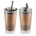 Reusable Bubble Boba Tea Cup and Straw Cold Iced Coffee Cup Smoothie Cup with Lid and Straw Smoothie Tumbler