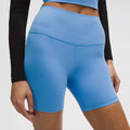 High Quality Women's Soft High Rise 6" Skinny Fit Yoga Shorts with Hidden Pocket 4-Way Stretch Nylon Elastane