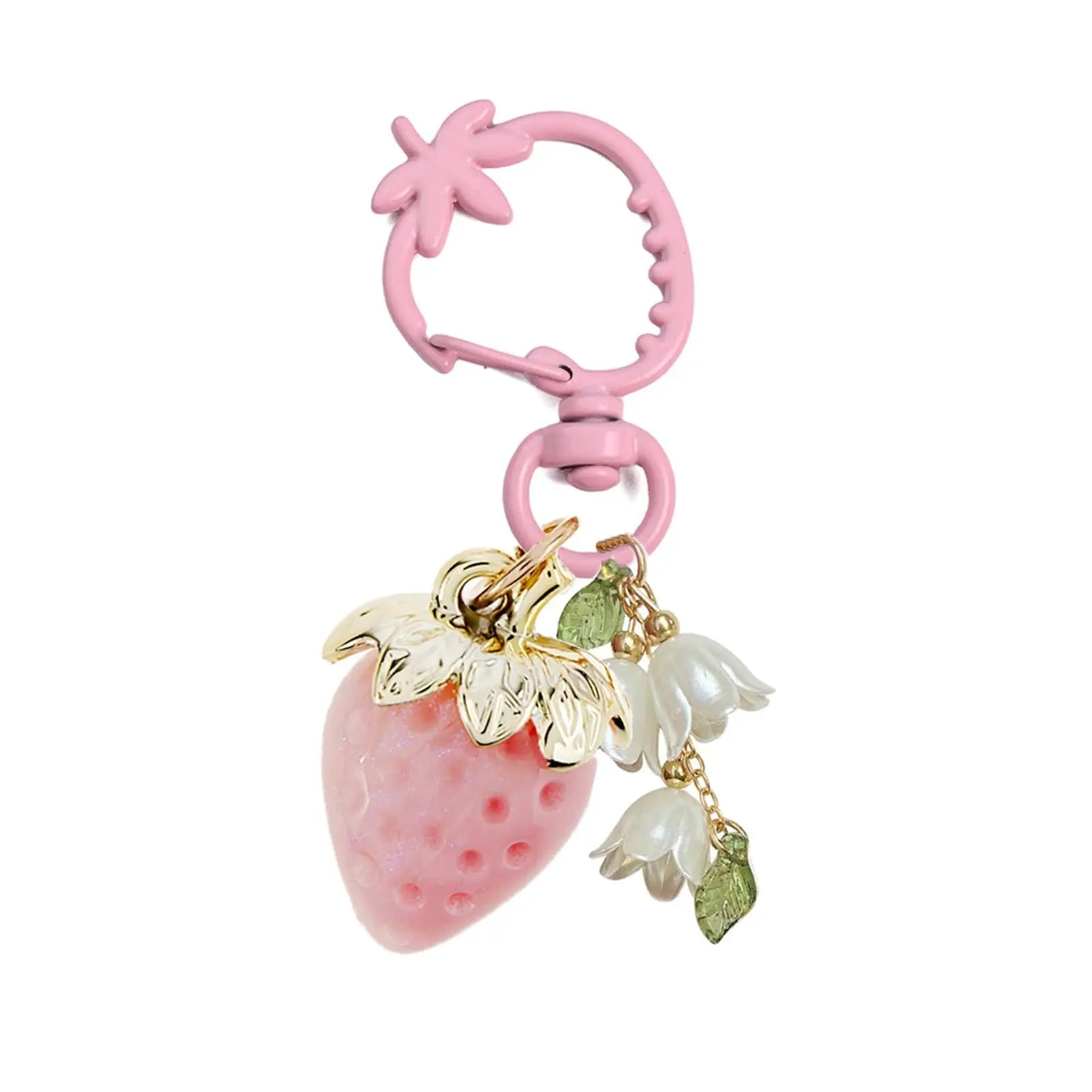Sweets 3D Tulip Flower Strawberry Keychain Kawaii Heart Flower Daisy Key Chains Accessories Decor for Girls Purse Bag Charm Gift