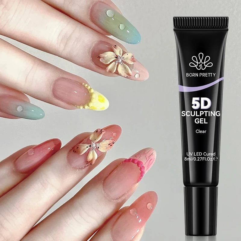 BORN PRETTY 8ml Non Toxic Drawing Carving 3D Sculpting Gel in Tube for Nails Private Label Embossing DIY Nail Art Gel Varnish