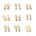 Fashion Simple Good Quality White Full Cute Diamond Stone Heart Shape 14 18k 24 Gold Plated Huggies Earring Copper Jewelry