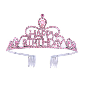 AA01434 Rhinestone Tiara Birthday Party Accessories Wholesale Silver Rose Gold Metal Rhinestone Birthday Crown