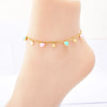 New Design Trendy Anklets Foot Jewelry Pink and Blue Heart Charm T18k Gold Plated Stainless Steel Anklets for Women