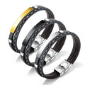 2024 Luxury Mens Leather Bracelet Customized Logo Engraving Leather Hand Bracelet for Men