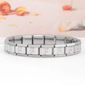Stainless Steel Italian Charm Bracelet Trendy Silver Embossed 26 Alphabet DIY Modules Freestyle Assembly Elastic Watch Gift