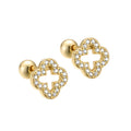 Designer Flower Stud 925 Sterling Silver CZ Leaf Screw Back Earrings Set for Women Fine Jewelry Wholesale