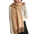 Women Fashion Thickened Warm Super Tassel Long New Autumn and Winter Pure Color Cashmere Scarf