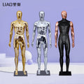 Chrome Gold High Quality Plastic ABS Male Full Body Mannequin with Metal Stand 2024 New Fashion Clothes Display