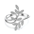 New Design Leaves Diamond Adjustable Ring Cubic Zircon CZ Micro Paved Olive Branch Opening Ring for Women