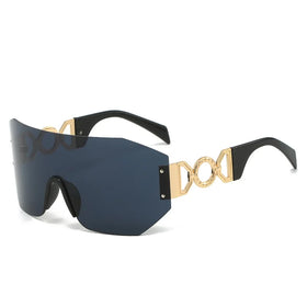 Vintage Customize Logo Sun Glasses Shades Trendy Rimless Women Men Luxury Sunglasses Oversized