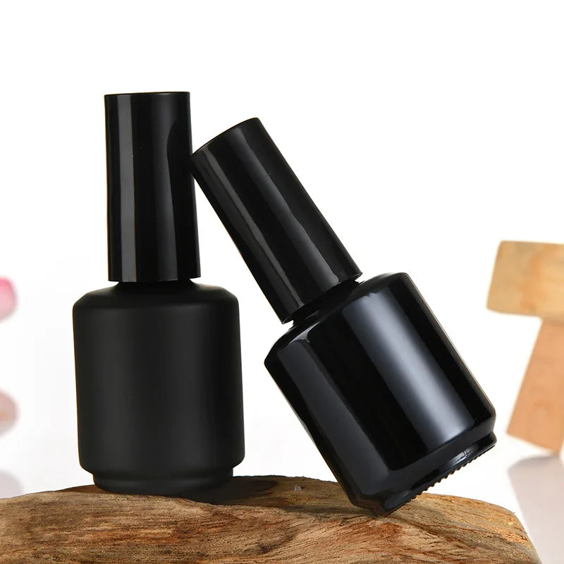 15ml Free Sample Black Empty UV Gel Nail Polish Bottle with Brush Screen Printing Surface Handling
