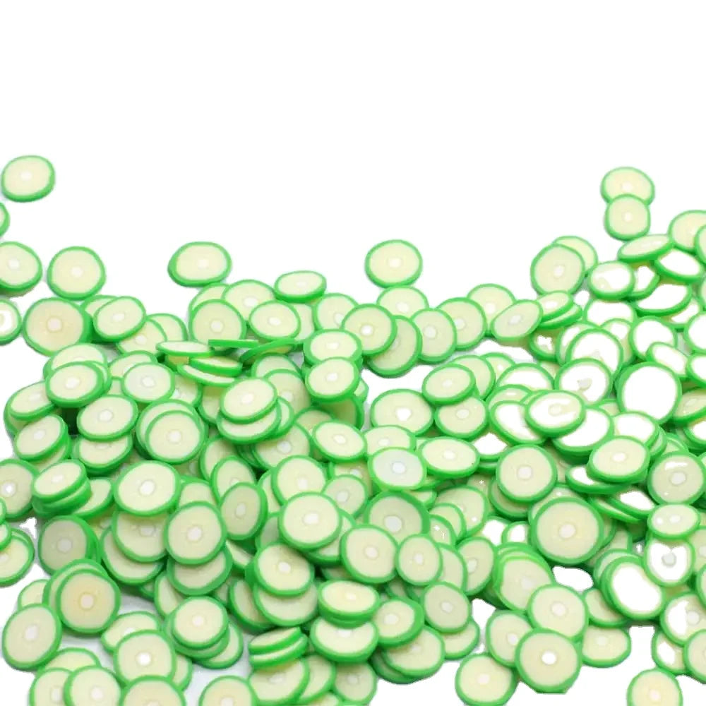 Nail Art Polymer Clay Cucumber Slice Sprinkle Round Green Vegetable Confetti Slime Playing Supplements