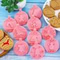 10pcs Happy Christmas Themed Letterpress Cookie Molds 3D Embossed Cookie Cutter Stamp for Xmas Party