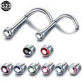 2mm Flat Crystal Gem Top Nose Studs G23 Titanium Nose Stud Rings Piercing Nariz 18g/20g Body Jewelry