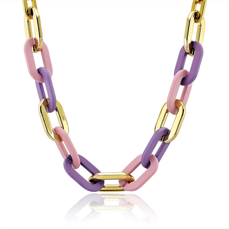 Punk Simple Colorful Gold Necklace Chain Big Necklace Jewelry Women's Sweater Chain Necklace Popular