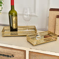 INNOVA New Arrivals Luxury Gold/Silver Rectangle Metal Mirror Jewelry Serving Tray Set 2 for Desk Living Room-Eco-friendly