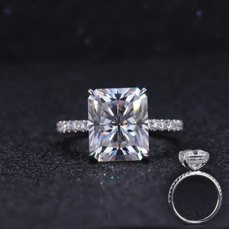 14K Gold 9*11mm Radiant Cut Moissanite Luxury Rings Jewelry Women