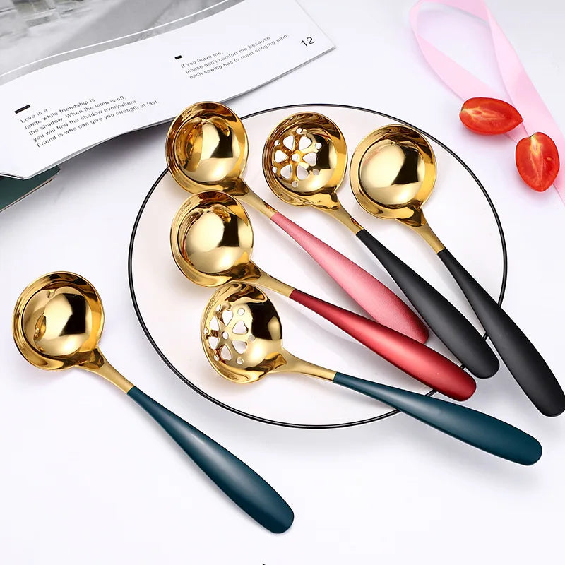 New Arrival Stainless Steel 304 Slotted Spoon Soup Ladle Household Public Porridge Spoon