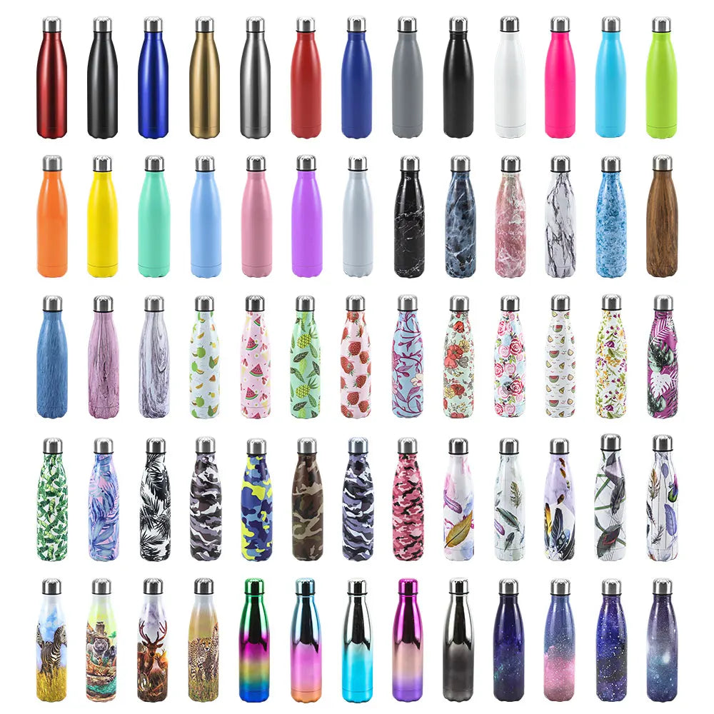 Custom Unique logo 500ml Double Wall Insulated Stainless Steel Water Bottles with Lid