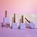 Hot 20ml New Purple Stock Empty Uv Gel Nail Polish Cosmetic Glass Packaging Bottle With Rose Gold Cap and Brush Varnish Bottle