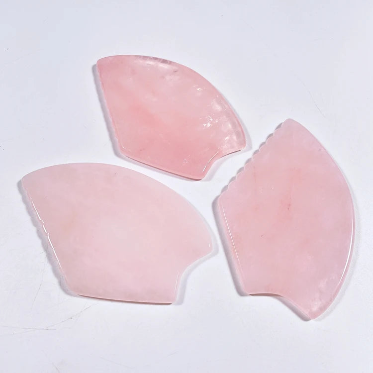 HY In Stock! Natural Massage Stone Guasha Scraping Plate Jade Rose Quartz Tools Spiky Shape Face