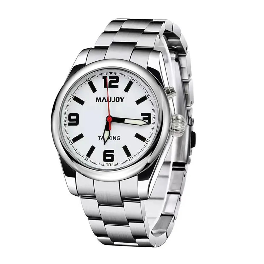 High Quality Stainless Steel Unisex Talking Watch for Seniors Louder Analogue Watch With Date Visually Impaired