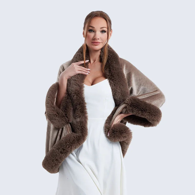 Plush Shawl Solid With Sleeve  Color Fur Shawl Faux Fur Shawl Wrap Stole Shrug Bridal Winter Wedding With Hook