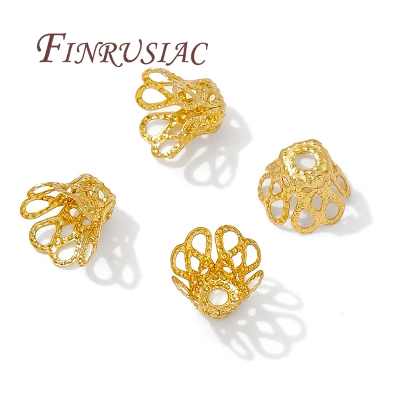 18K Gold Plated Flower Bead Caps Jewelry Making Findings DIY Accessories for Bracelets & Beads Separators