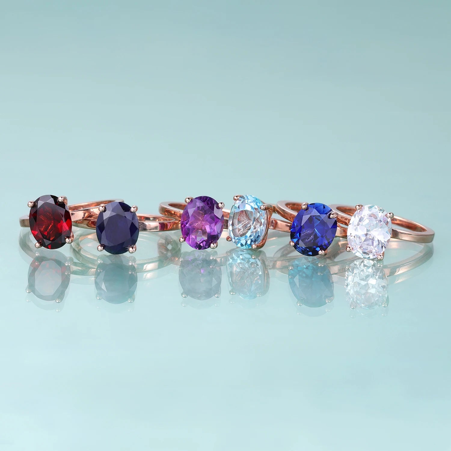 KH113 Abiding Jewelry Oval 5x7mm Gems 4 Prong Setting Single Gemstone Wholesale 925 Sterling Silver Engagement Ring