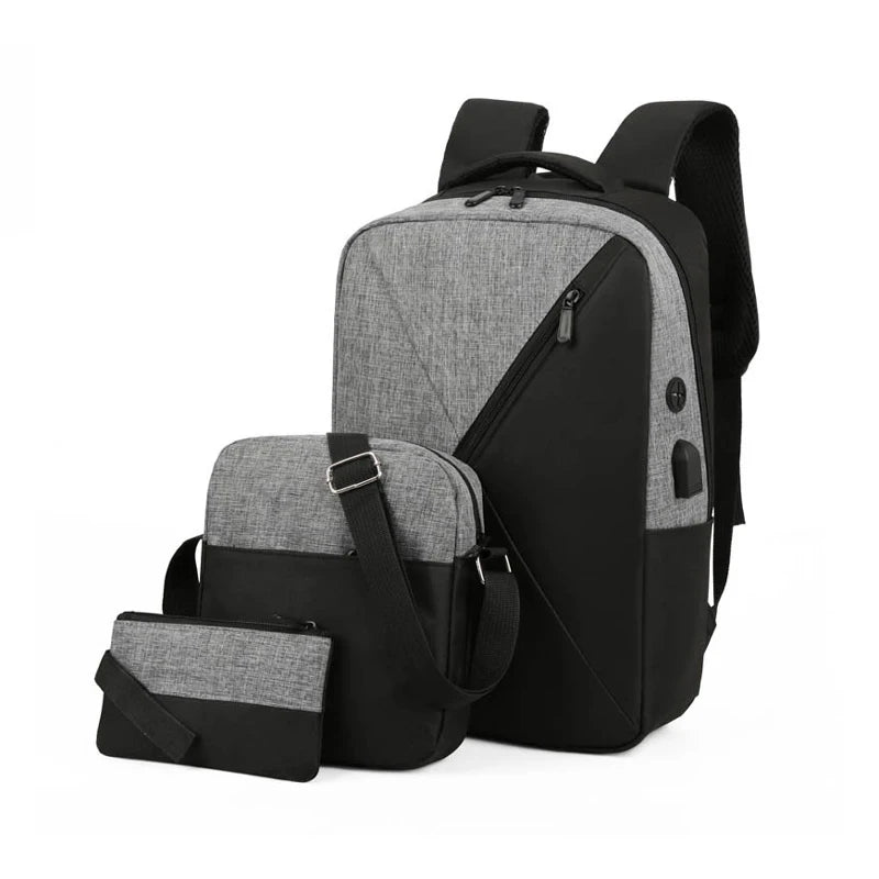 New Stylish Durable Boys Leisure Travel Laptop USB Charging School Bag Set of 3 Set School Backpack Kids for Middle School